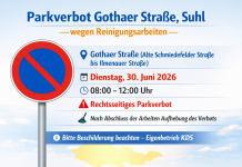 Parkverbot wegen Reinigung in Gothaer Straße in Suhl