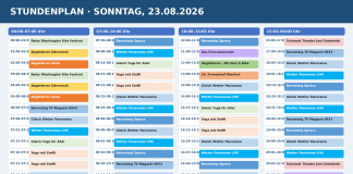 Stundenplan Sonntag, 23.08.2026