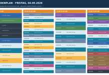 Stundenplan für Freitag, 4.9.2026
