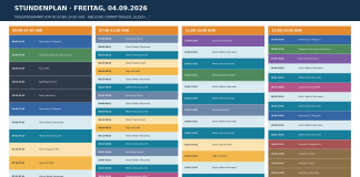 Stundenplan für Freitag, 4.9.2026